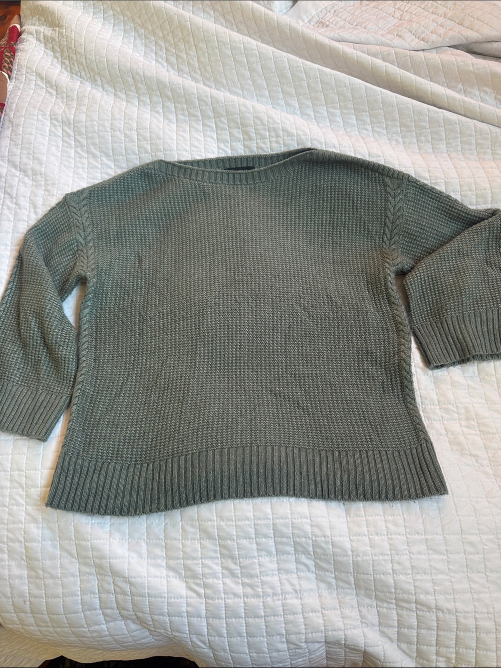 Ann Taylor Sage Green Textured Crewneck Sweater